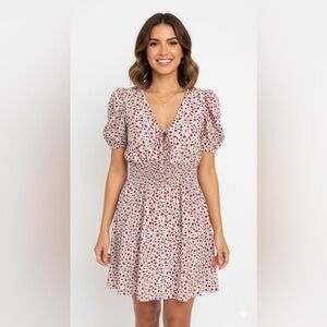 Bailey Blue Red and White Puff Sleeve Sundress